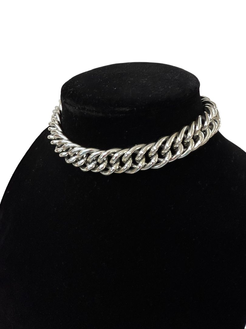 Silvertone Chunky Curb Chain 13-16" Necklace Lightweight Hook Closure