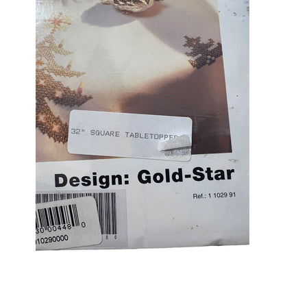 New Sarah Handarbeit Gold Star Christmas Tree Cross Stitch Tabletopper Kit 32” S