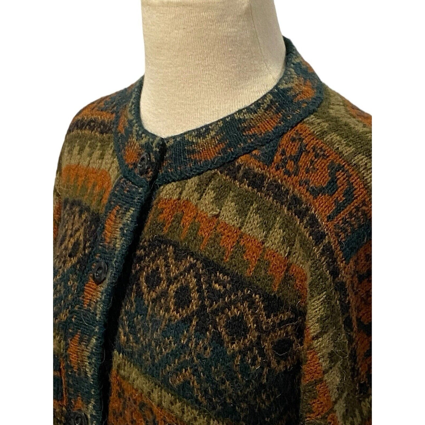 Size Medium 100% Alpaca Cardigan Peru Wool Sweater Warm Hippie Boho