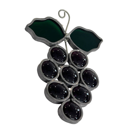 Vintage Lamp Shade And Grapes Stained Glass Sun Catchers 3 Piece Set