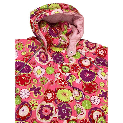 Hanna Andersson Size 110 (US 5) Ski Jacket Coat Flower Pink Hooded