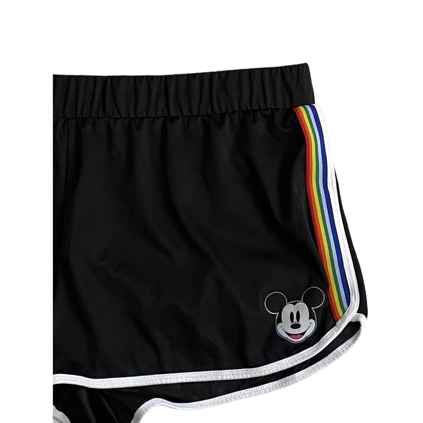 Size 3X Disney Womens Black Mickey Mouse Rainbow Trim Shorts Running