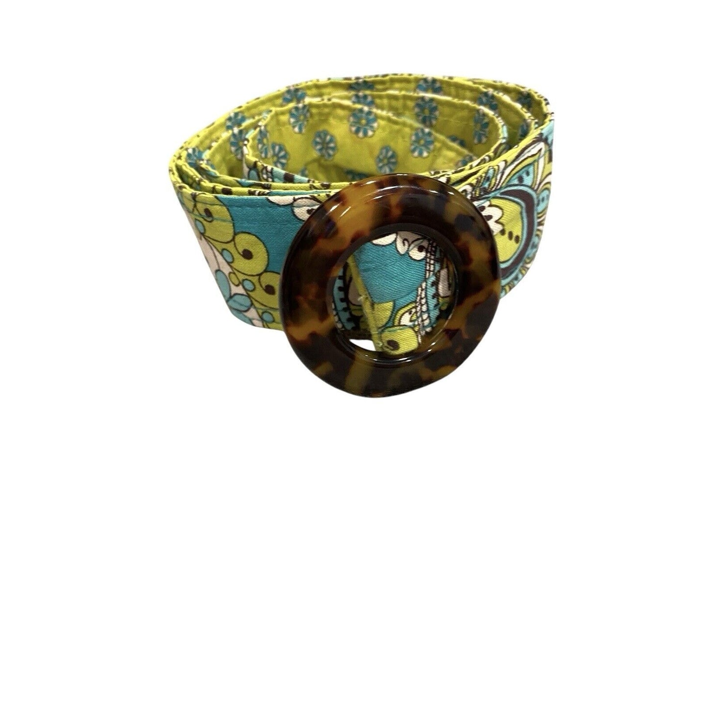 Vintage Vera Bradley Fabric Belt Peacock Turquoise Paisley Floral Bohemian 43”