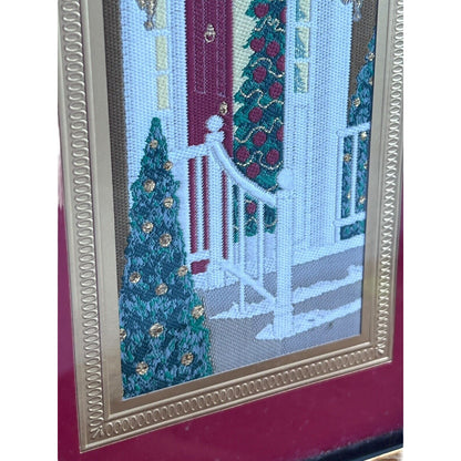 Textile Art Fiber Woven Picture Christmas Staircase Traditional Classic Holiday