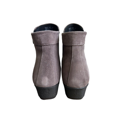 Size 8 Bjorndal Libby Womens Gray Wedge Heel Suede Booties Boots
