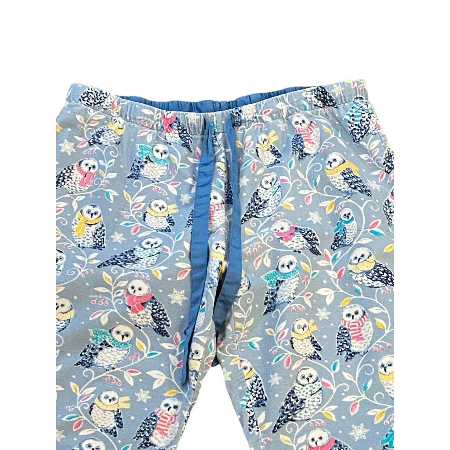 Size Large Nick & Nora Snowy Owl Snow Scarves Scarf Flannel Pajama Set Pjs