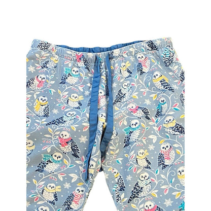 Size Large Nick & Nora Snowy Owl Snow Scarves Scarf Flannel Pajama Set Pjs