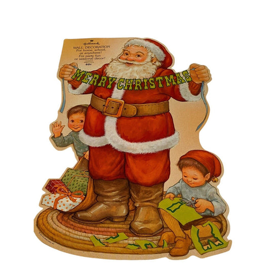 Hallmark Christmas Santa Die Cut Cardboard Christmas Wall Decorations Vintage