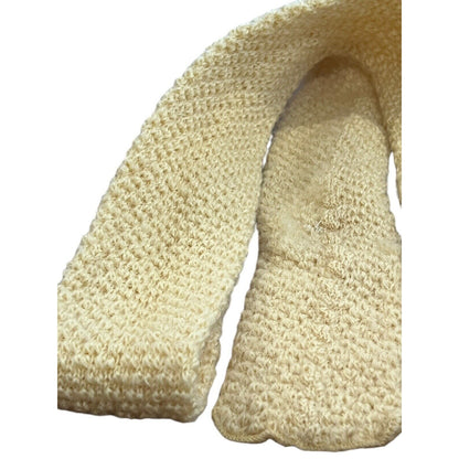 VTG 70s Polo Ralph Lauren Wool Square-End Yellow Knit Necktie Tie 44” X 2.5”