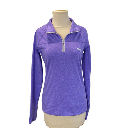 Size Small VICTORIA SECRET PINK Purple Pullover Running Top 1/4 Zip Reflecting