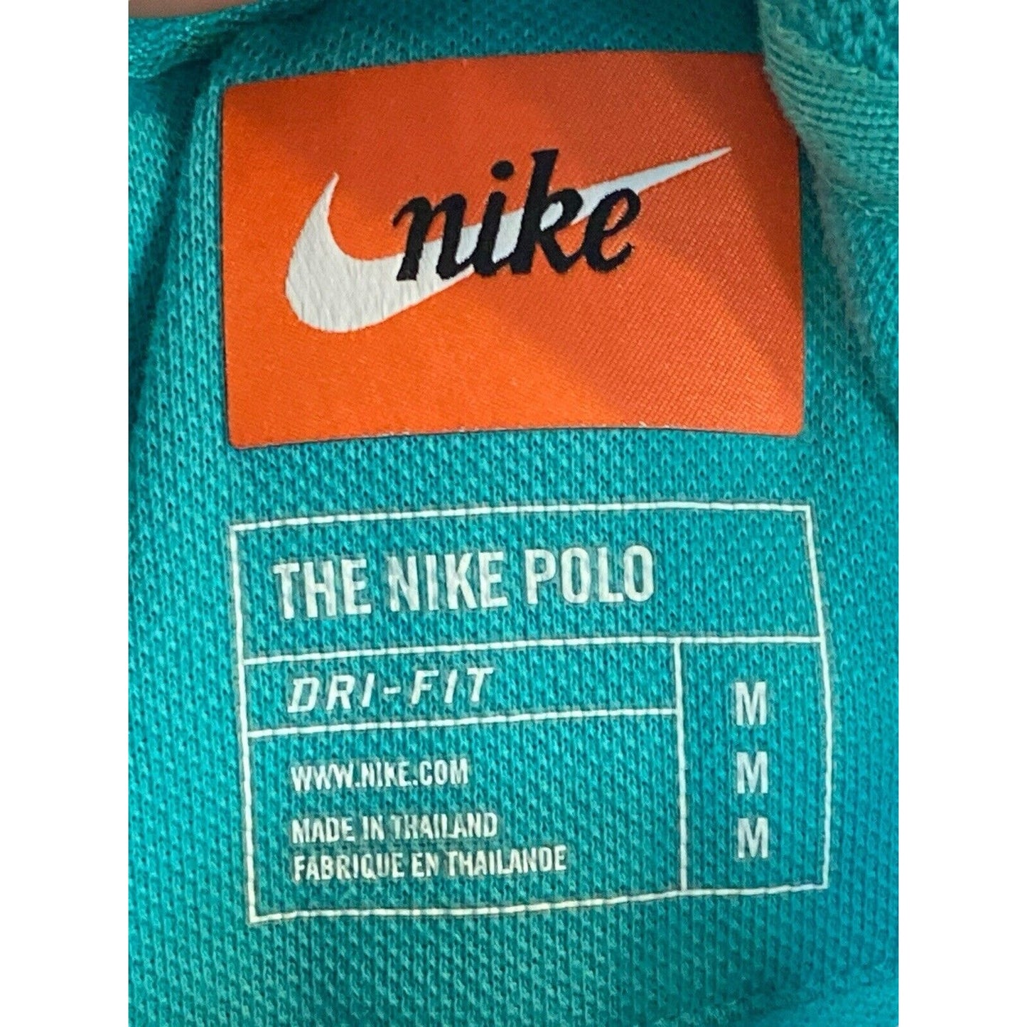 Size Medium Turquoise Men’s Nike Polo Shirt Short Sleeve Dri-fit Dolphins