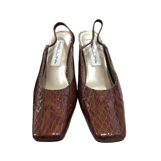 Size 7.5 Bellini Snakeskin Embossed Patent Leather Slingback 3" Heels 80’s Shoes