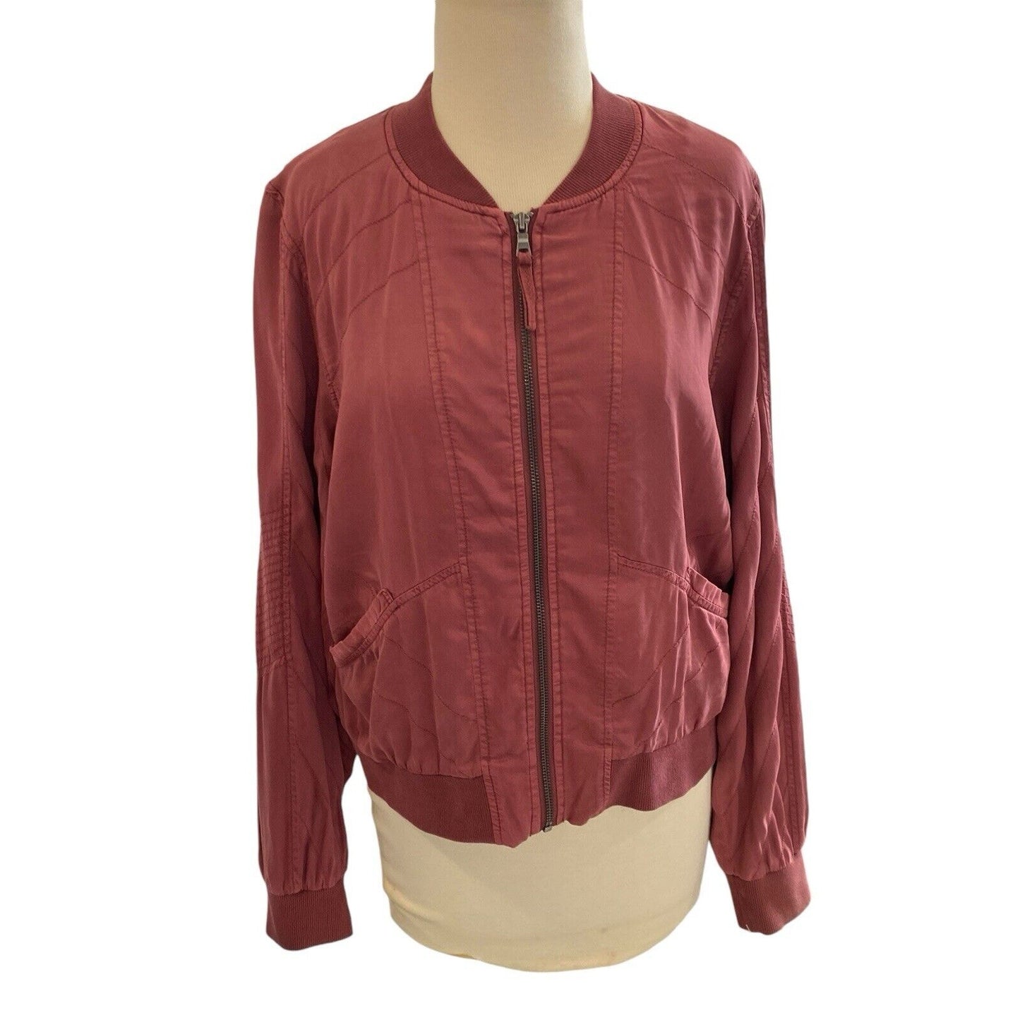 Size M Marrakech Anthropologie Womens Jacket Lightweight Bomber Mauve Pink