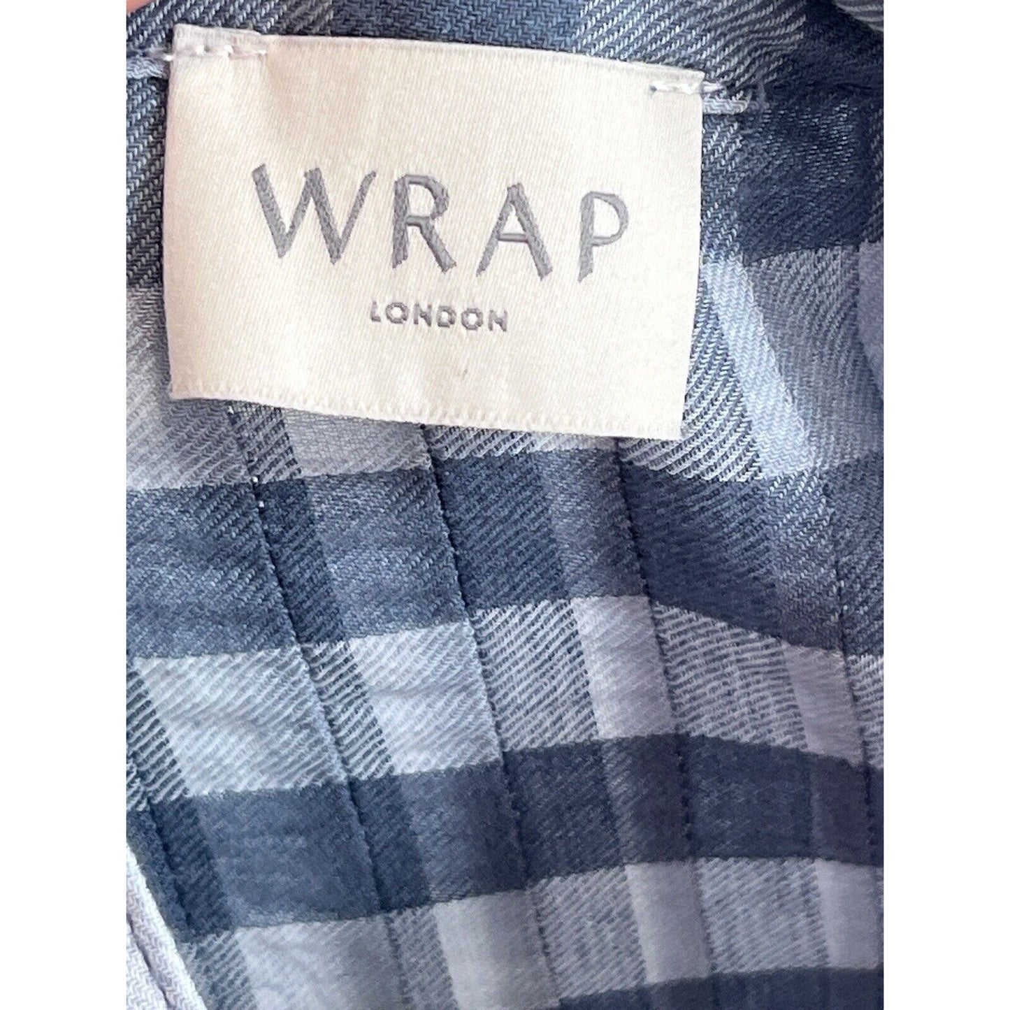 Wrap London Womens Blouse Top Size 14 Blue Check Pleated Tunic Balloon Sleeve