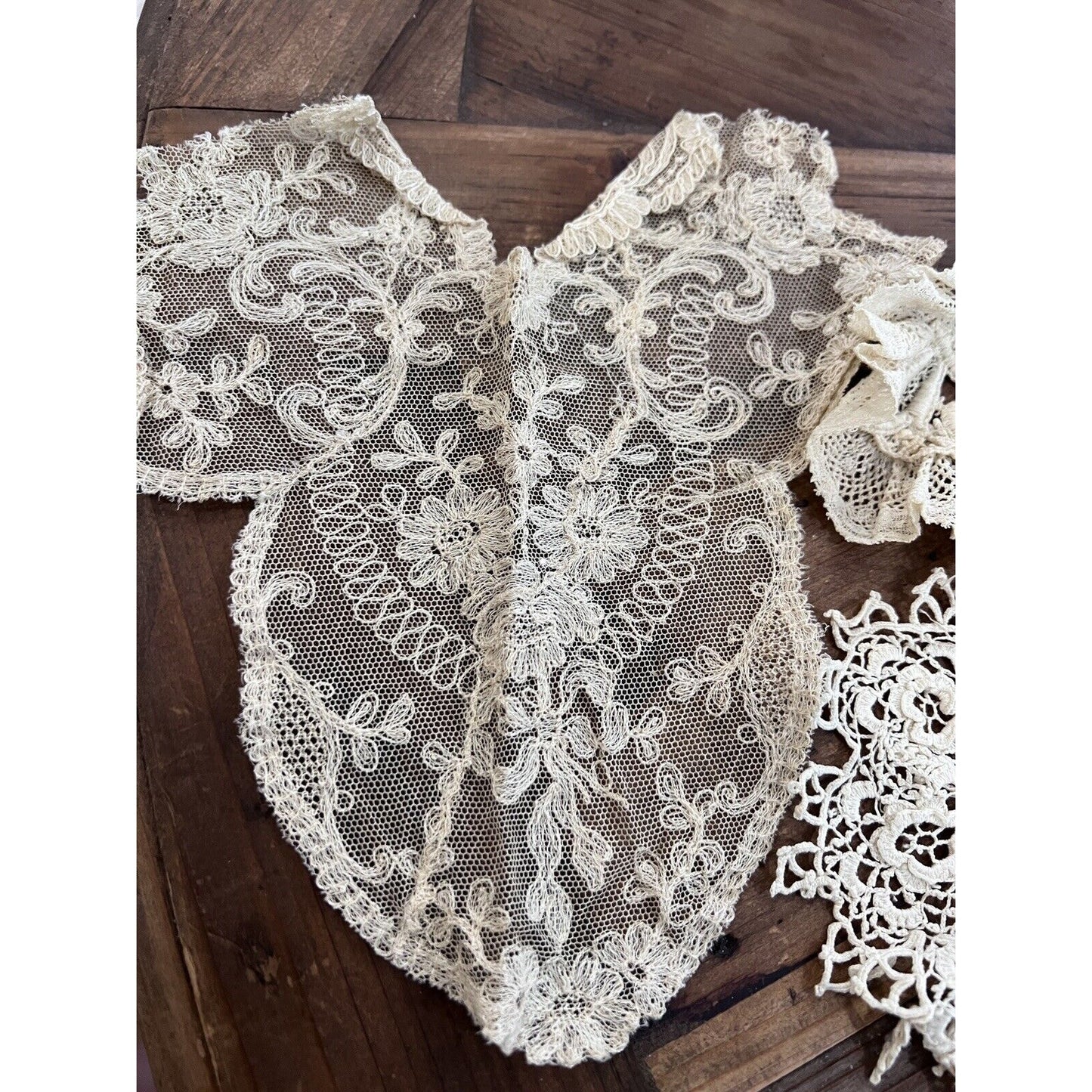 Antique Vintage Lace Collars And ScrapsVictorian Ivory Edwardian Sewing