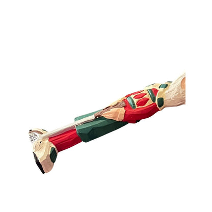 Santa Claus Golf Carved Wood Christmas Ornament Holiday Primitive Painted