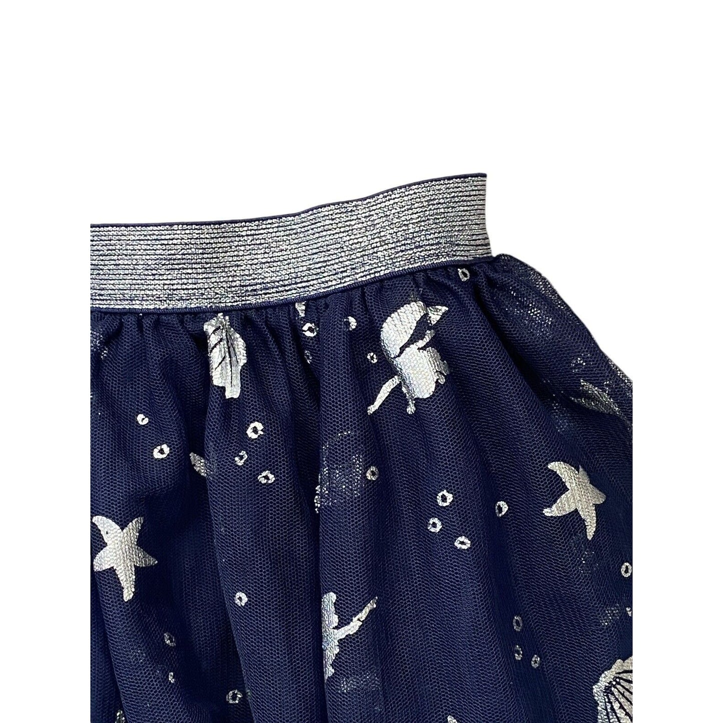 Disney Jumping Beans Size 6 Girls Skirt Layered Tulle Navy Metallic Mermaid Line