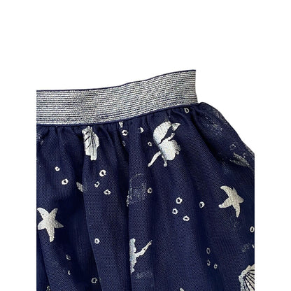 Disney Jumping Beans Size 6 Girls Skirt Layered Tulle Navy Metallic Mermaid Line