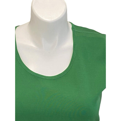 Misook Size Large Knit Acrylic Sleeveless Tunic Shell Tank Top Green