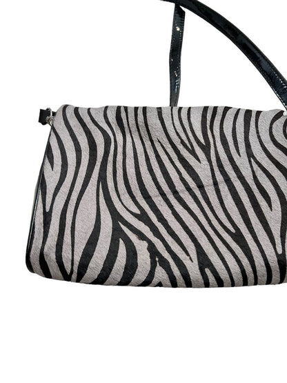 Zebra Pony Hair Clutch Patent Leather Shoulder bag Handbag Johnston & Murphy