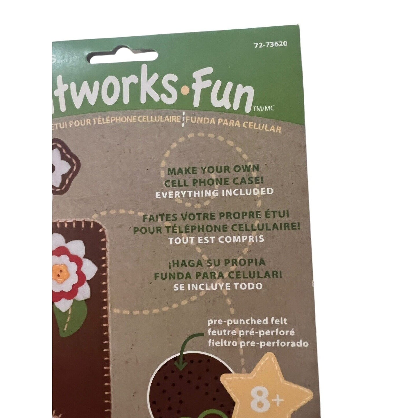 Dimensions Feltwork Fun Phone Case Cover Felt Embroidery Kit Kid Craft Brown Flo