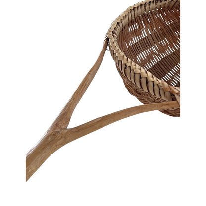 Primitive Rattan Wicker Basket Woven Soup Ladle Strainer Dipper Vintage
