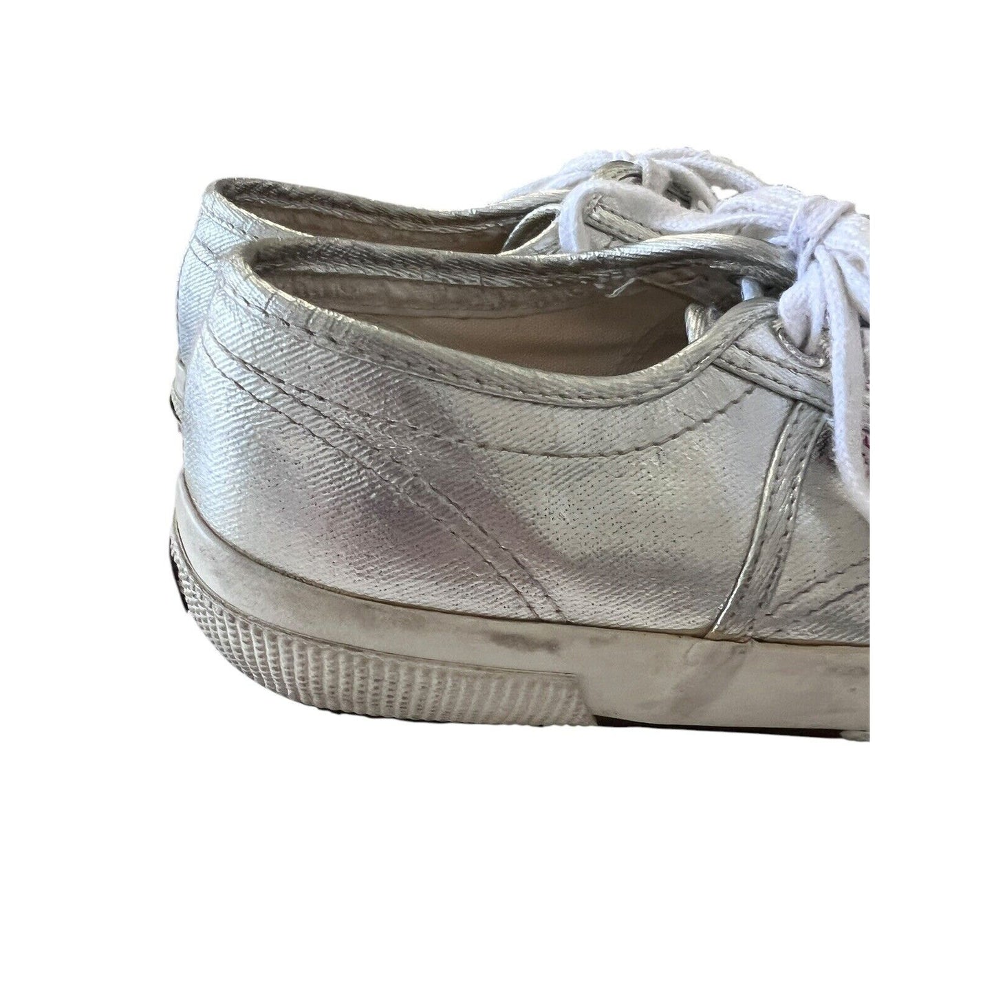 Superga Silver Metallic Shoes Womens Size 5.5 Low Top Sneakers Street Machine