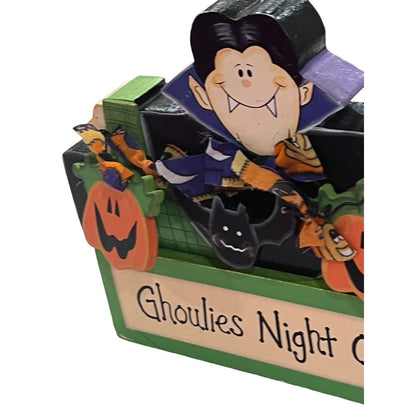 Wooden Autumn Halloween Decor Ghouls Dracula Cute Home Fall Decoration Painted