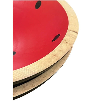 CWP Wayland NY. Hand Turned Wooden Bowl Watermelon Handpainted 9.5” Set Of 2