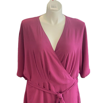 Standards And Practices Dress Surplice Wrap Front Magenta Women Size 2X