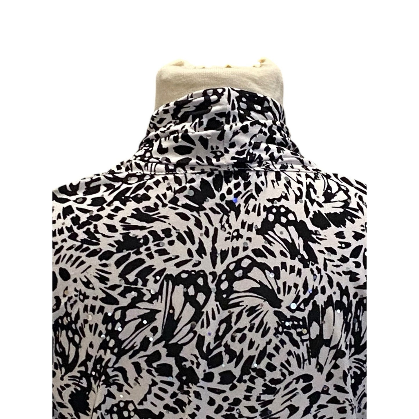 Emily Daniels Black White Cardigan Open Sparkles Size Small