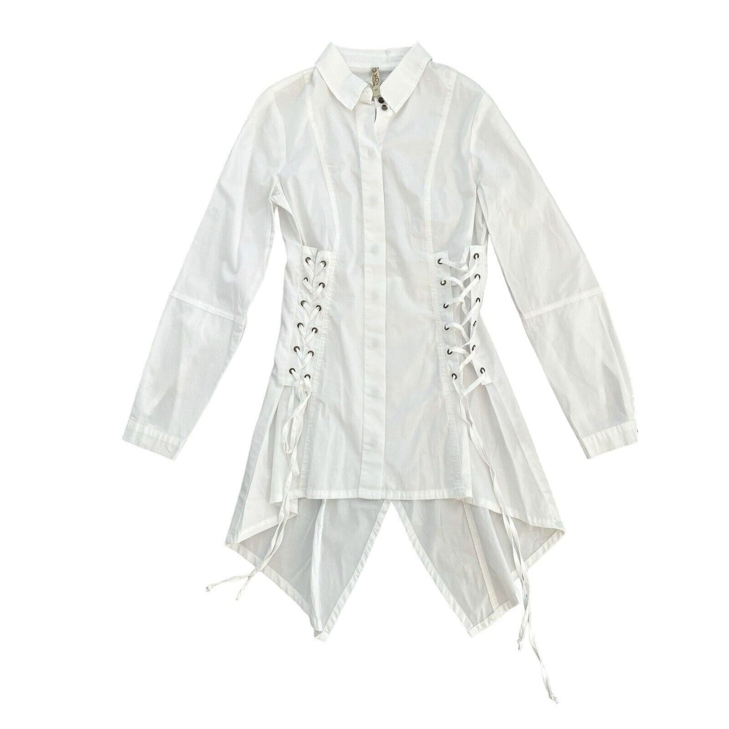 Size XS XCVI White Button Top Shirt White Victorian Steampunk Fitted Medieval