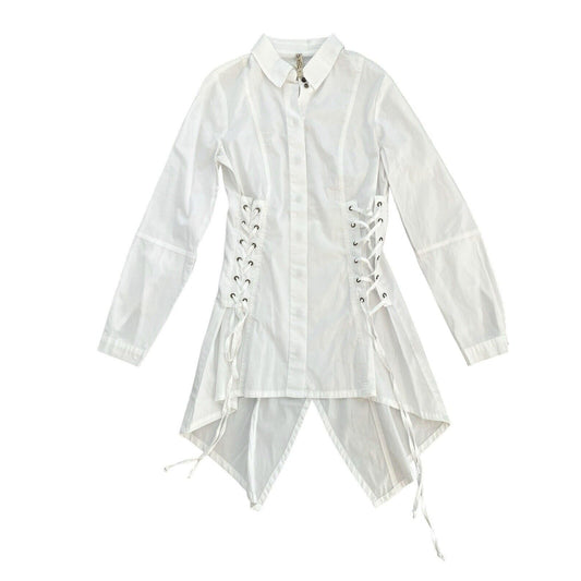 Size XS XCVI White Button Top Shirt White Victorian Steampunk Fitted Medieval