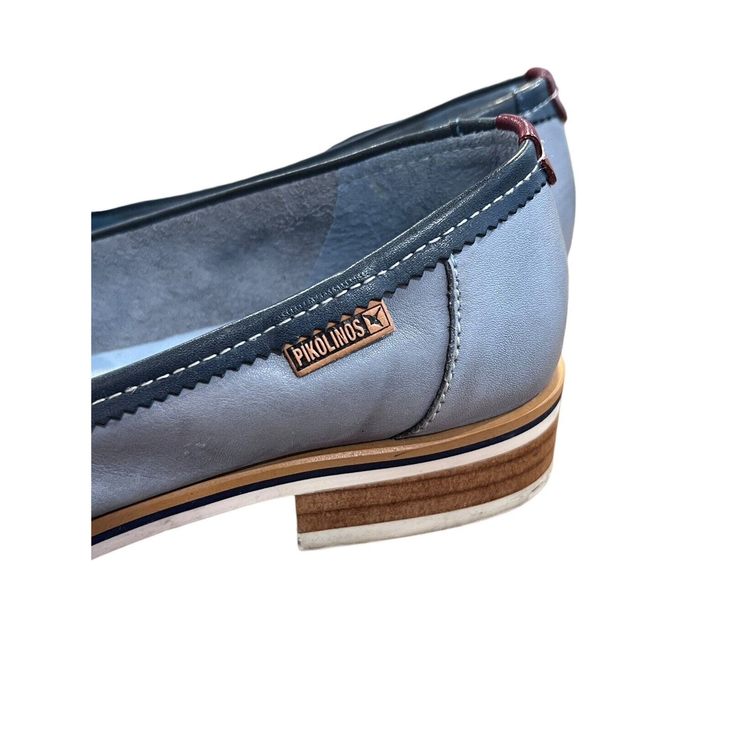 Size 6.5 7 (37) Women's Pikolinos Henares Loafer Blue Cream Tassel EUC