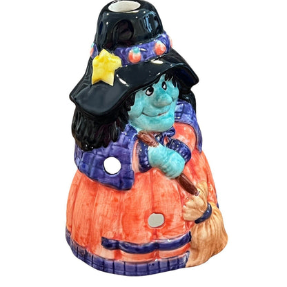 Ceramic Witch Hand Painted Tea Light Candle Holder Halloween Sharry Holiday
