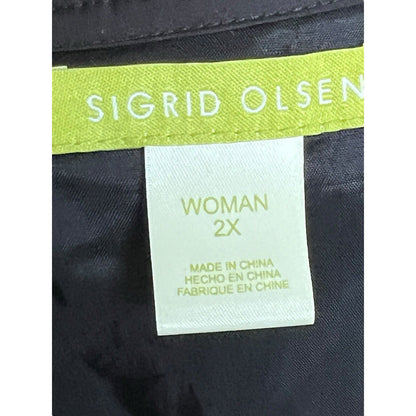 Woman’s Sigrid Olsen Black Sweater Coat Size 2X Plus Size Soft Curvy