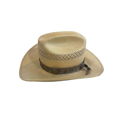 Stetson Rattlesnake Straw Cowboy Rattle Included Hat Size 6 7/8 - 55 6X