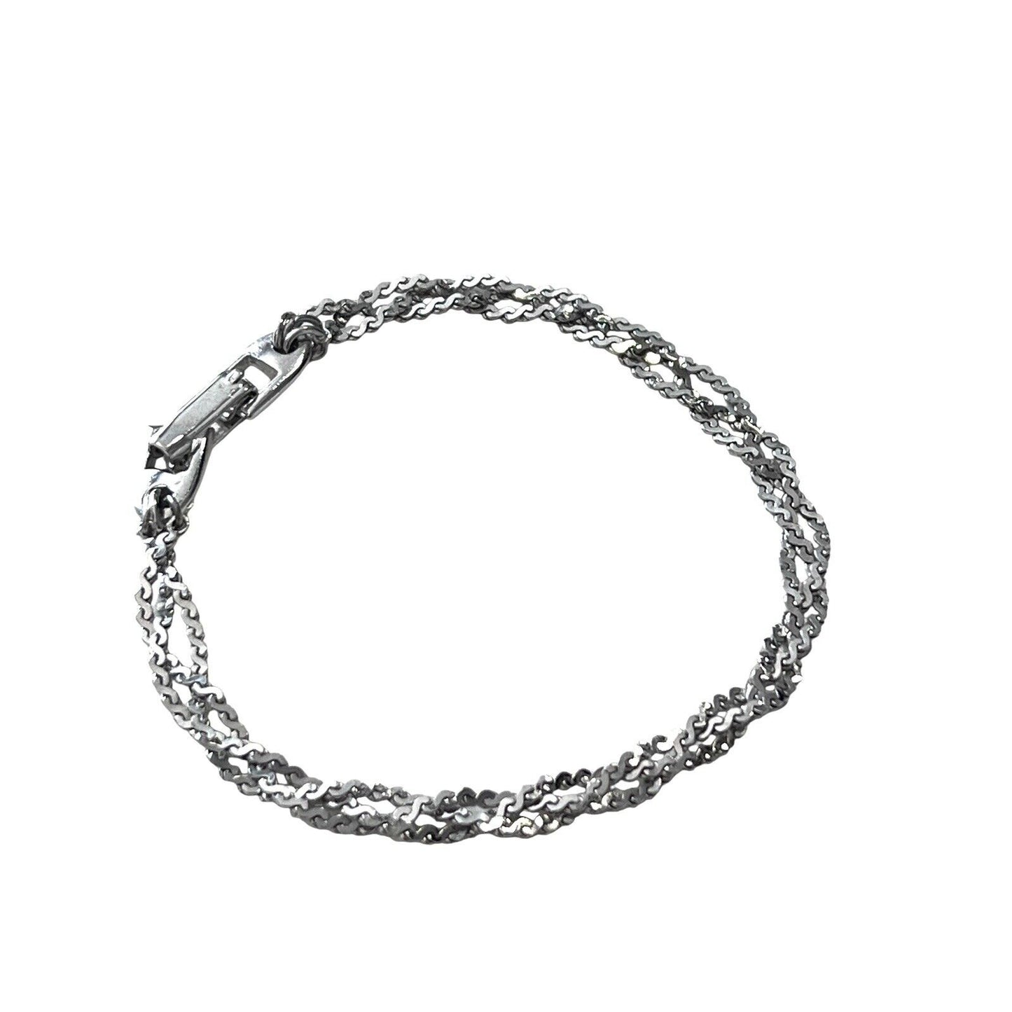 Vintage Napier Silver Tone Braided Chain Bracelet Serpentine EUC 7”