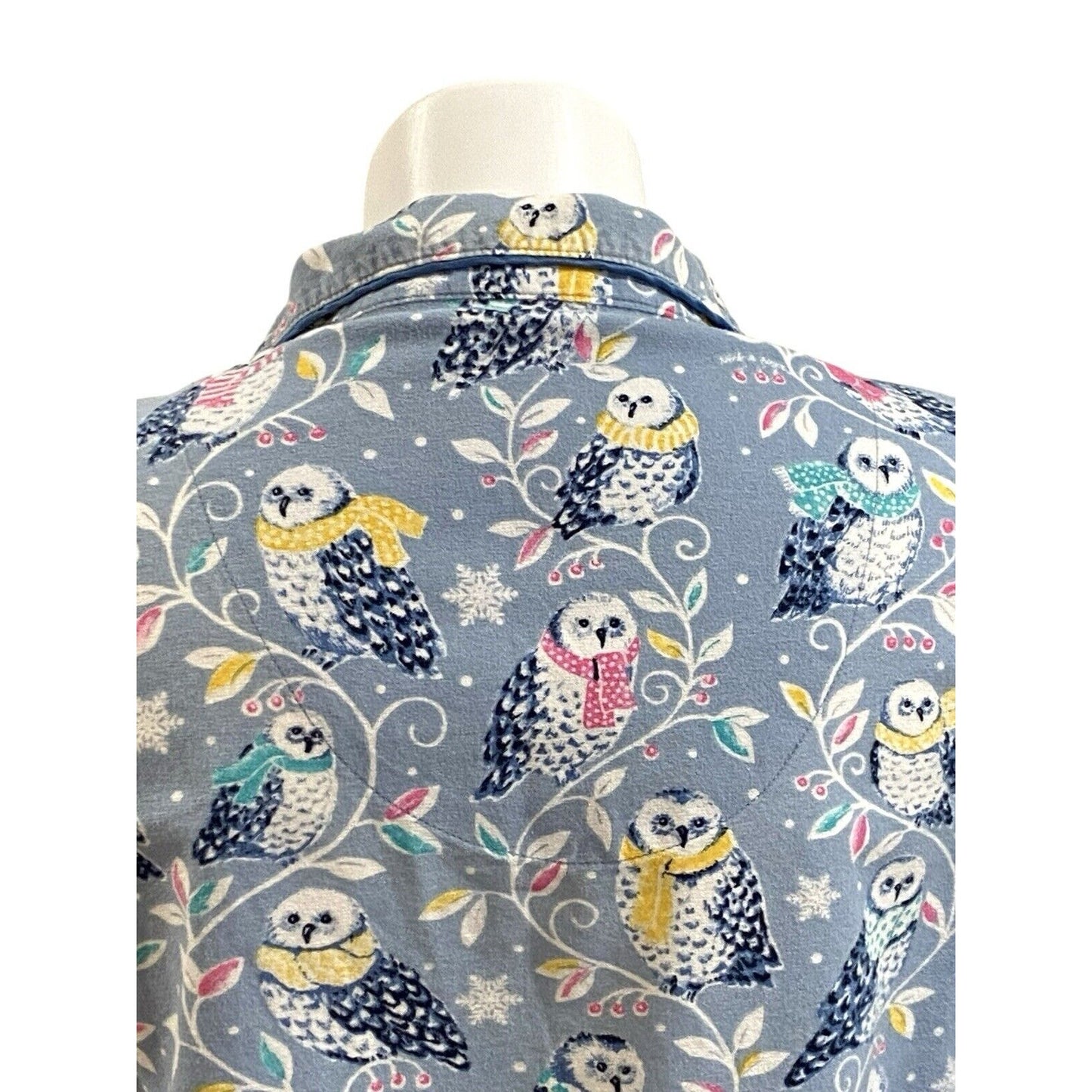Size Large Nick & Nora Snowy Owl Snow Scarves Scarf Flannel Pajama Set Pjs