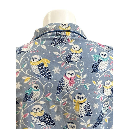 Size Large Nick & Nora Snowy Owl Snow Scarves Scarf Flannel Pajama Set Pjs
