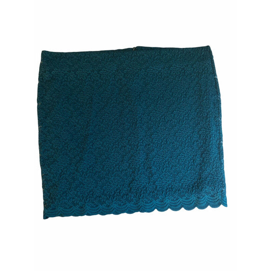4X Torrid Dark Teal Stretch Lace Mini Skirt Womens Plus Size Back Zipper New