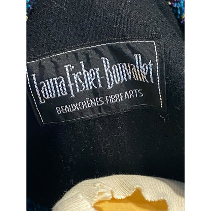 LAURA FISHER BONVALLET Handwoven Open Jacket Beauxchenes Fibre Art to Wear Teal