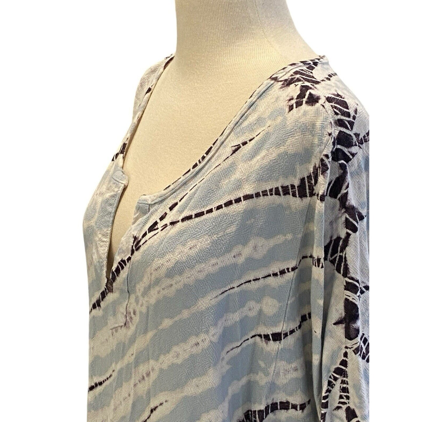 Size Small Hard Tail Forever Boho Tie Dye Tunic Top Blue EUC Horizontal Stripe