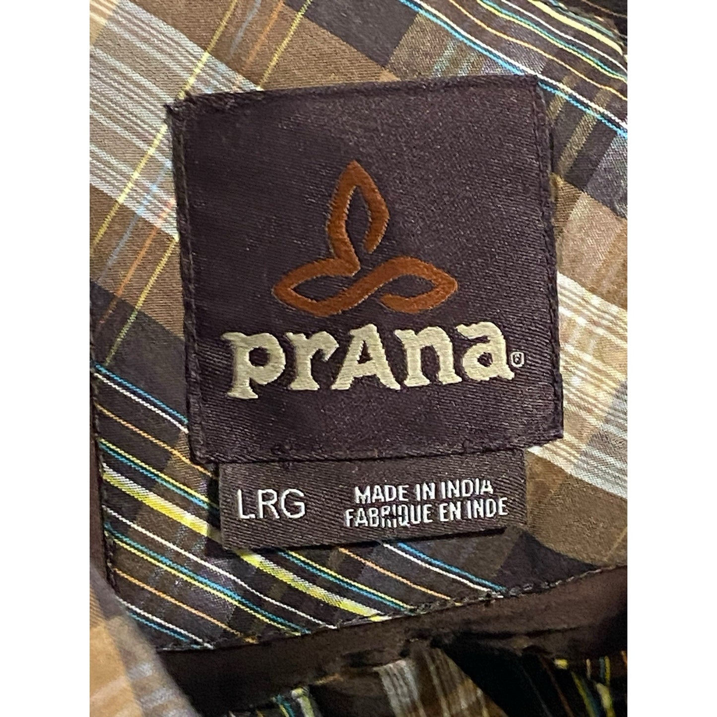 Prana Men Size L Short Sleeve Plaid Shirt Organic Cotton Blend Gorpcore