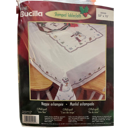 Bucilla Stamped Embroidery Kit 84569 Pfaltzgraff Snow Bear Tablecloth 52x70