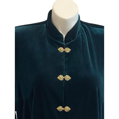 Vintage 90s R&M Richards Size 18 Hunter Green Velveteen Velour Jacket Holiday