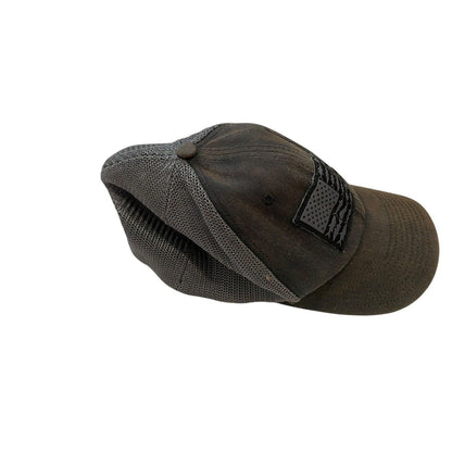 Columbia PFG Baseball Cap FlexFit American Flag Fish Black Gray L/XL Weathered