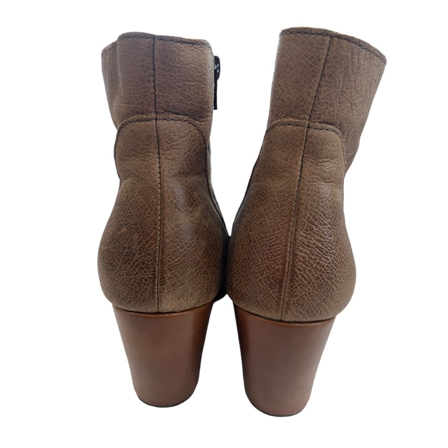 Size 9 Korks Tan Leather Burnished Toe Booties Side Zipper Cowgirl