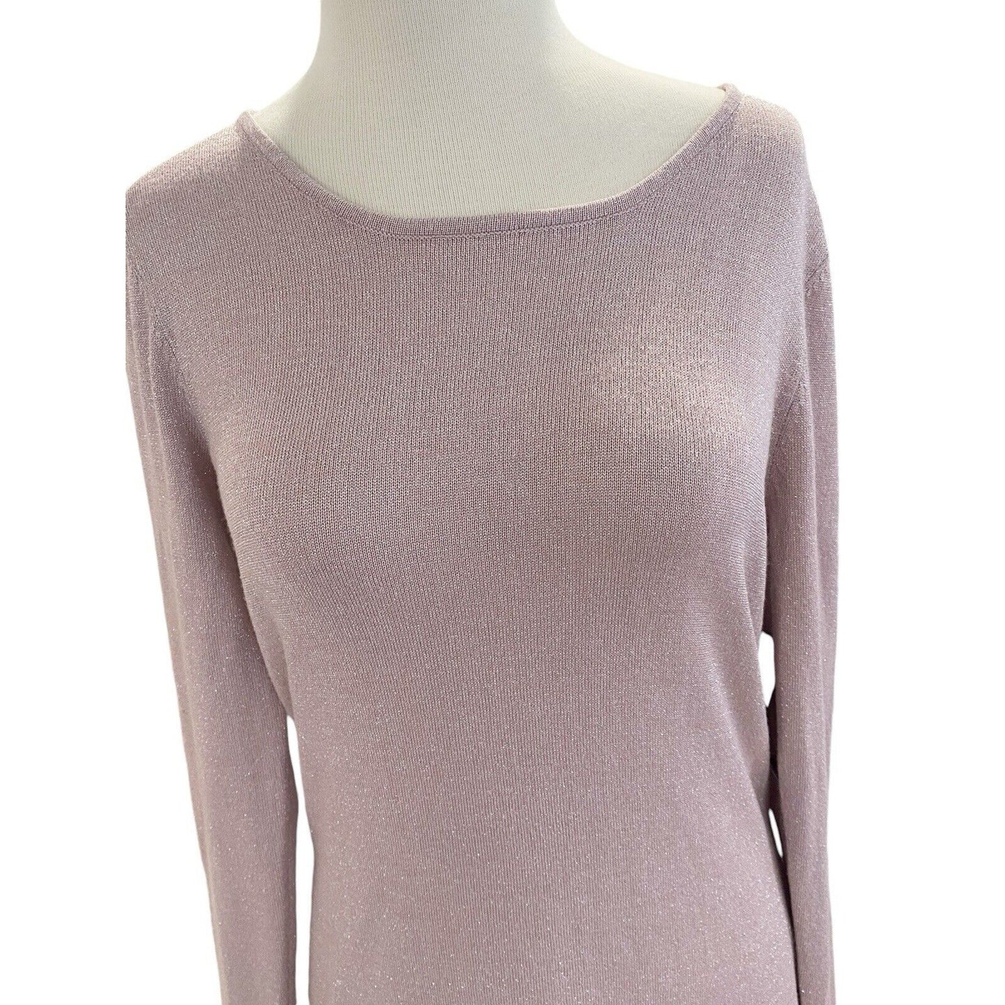 Size M Allison Brittney Women’s Sweater Dress Pink Metallic Long Sleeve Tie Back