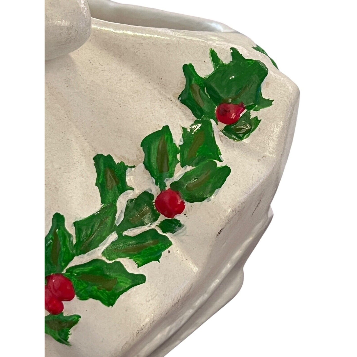 Vintage HOLLY GIRL Christmas Figurine Vase Large Planter 7x6x5 Handpainted